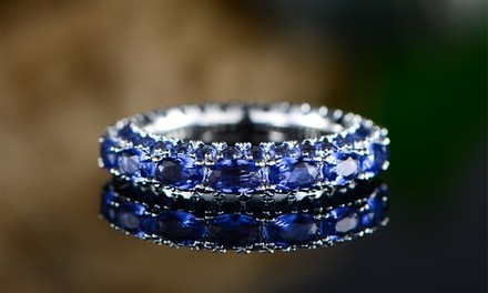 Oval With Brilliant Cut Tanzanite Three-Row Stackable Ring by Peermont