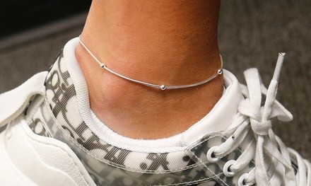 Italian Sterling Silver Beaded Anklets by Verona