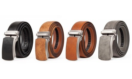 Men's Leather Automatic Solid Leather Buckle Ratchet Dress Belts