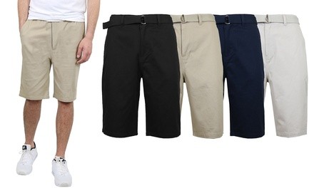 Men's Cotton Chino Shorts with Belt (Sizes 30-42)