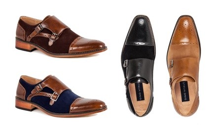 Gino Vitale Men's Double Monk Strap Two-Tone Loafers