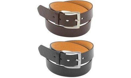 Men's Black and Brown Leather Belts (2-Pack)