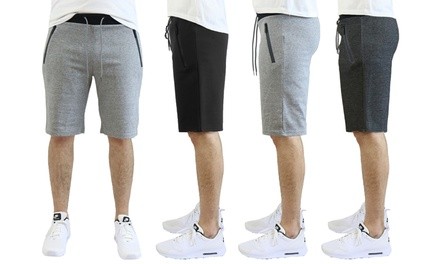 Men's Slim-Fit Tech Fleece Zipper Pocket Shorts (3-Pack)(S-5XL)