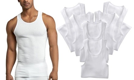 Men's 100% Cotton Scoop-Neck Undershirt (6-Pack). Extended Sizes Available.