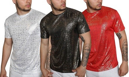 Suslo Couture Men's Slim Fit Metallic Short-Sleeve T-shirt (S-2XL)
