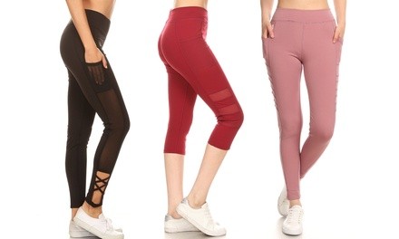 Women's Active Mesh Capris or Leggings