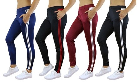 Women's Slim-Fit Moisture-Wicking Striped Track Joggers