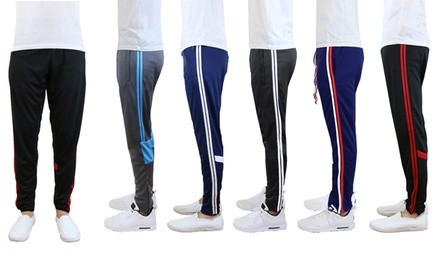 Men's Slim-Fit Striped Jogger Track Pants with Pockets. Multiple Options Available.