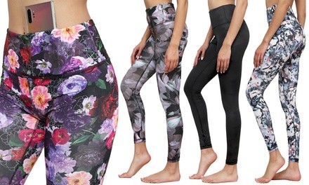 Lock and Love Women's Printed Tummy-Control Active Leggings with Pockets