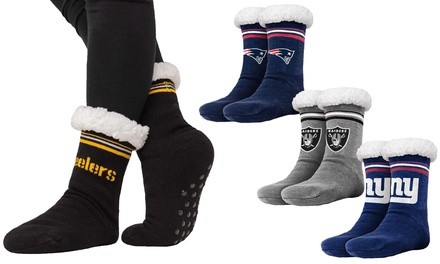 Forever Collectibles Women's NFL Footy Sherpa Sock Slippers