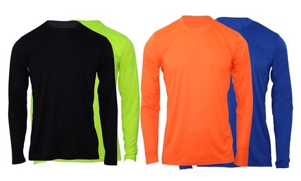 2-Pack: LeeHanTon Men's Active Long Sleeve Crew Top (S-5XL)