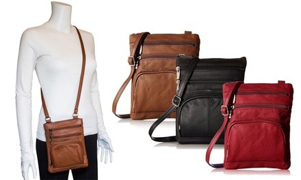 Genuine Leather Crossbody Purse with RFID Blocking Option