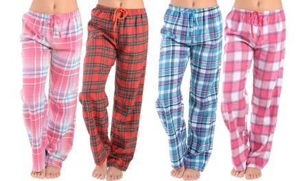 Active Club Women's Super Soft Flannel Plaid Pajama Pants (2-Pack)