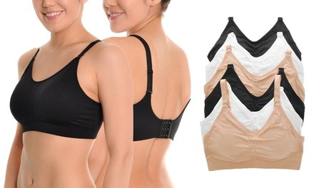 Angelina Wire-Free Seamless Bras with Adjustable Back-Closure (6-Pack)