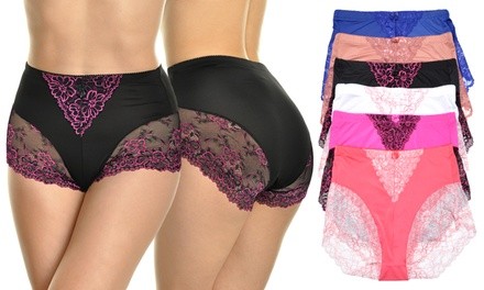 Women's High-Waist Light-Control Lace-Decorated Briefs (6-Pack). Plus Sizes Available.