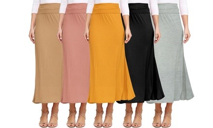 Doublju High-Waist Flared Maxi Skirts or Tube Top Dresses. Plus Size Available