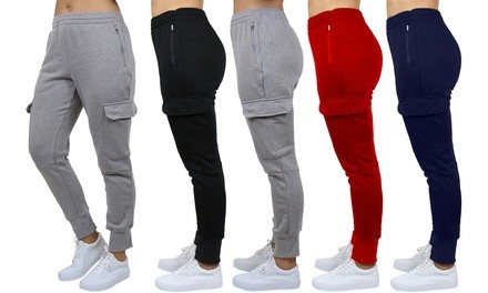 2-Pack Women's Fleece-Lined Loose-Fit Cargo Joggers