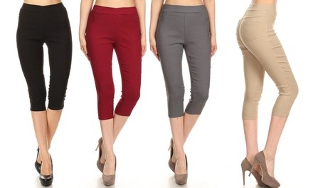 Women's High Waist Pull-On Skinny Capri Jeggings (3-Pack). Plus Sizes Available.