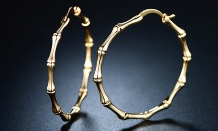 Sevil Bamboo Hoop Earrings in 18K Gold Plating