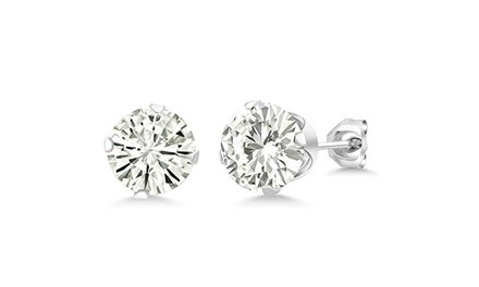 925 Sterling Silver Round 1.20ct  Created Moissanite Stud Earrings