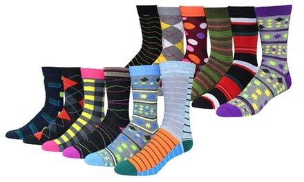 Men's Premium Colorful Dress Socks (12-Pack)