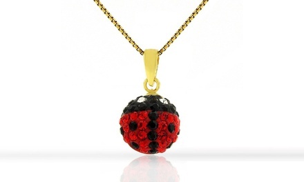 Kids' Gold Plated Crystal Ladybug Pendant Necklace