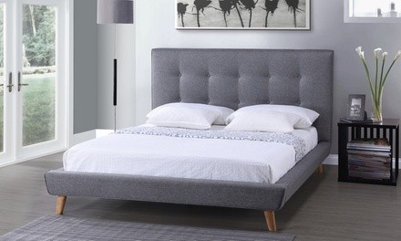 Jonesy Mid-Century Modern Upholstered Platform Bed Frame