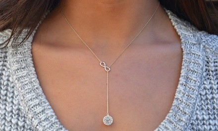 Sterling Silver Infinity Y-Necklace made with Swarovski Elements