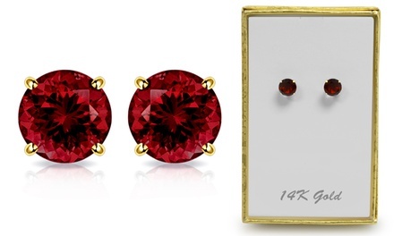 1.65 CTW Genuine Garnet Stud Earrings in Solid 14K Gold By MUIBLU Gems