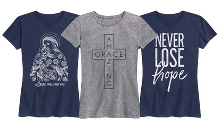 Women's Christian Theme Graphic Tees. Plus Sizes Available.