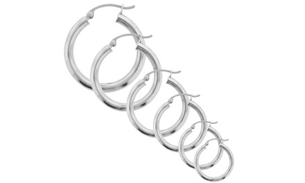 14K Solid White Gold Hoop Earrings