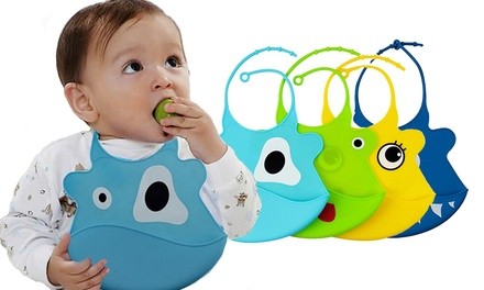 Silicone Baby Feeding Bib with Crumb Catcher Pocket