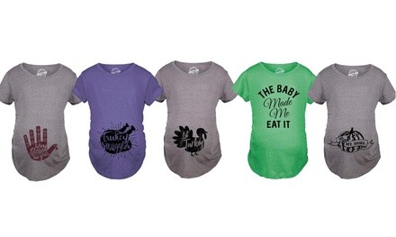 Crazy Dog Cute and Funny Thanksgiving Maternity T-Shirts. Plus Sizes Available.
