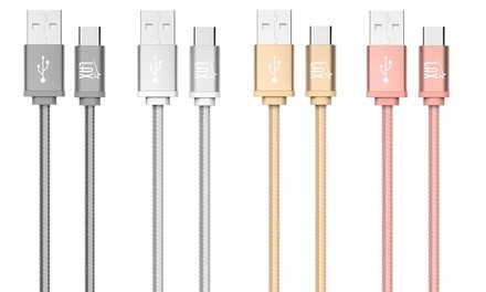 LAX 3ft. or 6ft. USB Type C Braided Cable (1-, or 2-Pack)