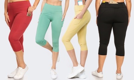 Style Clad Women's High-Waist Tummy Control Active Capri Leggings. Plus Sizes Available.