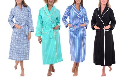 Alexander Del Rossa Women's Cotton Robe. Plus Sizes Available.