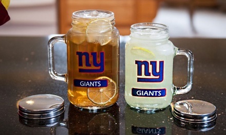 NFL Mason Glass Jar with Stainless Steel Lid (20 or 30 Oz.)