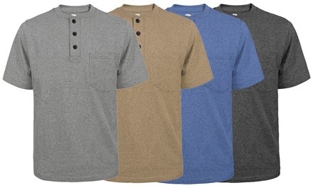 Victory Men's Fortified Cotton Extra Length Single Pocket Crewneck Henley (M-XXLT)