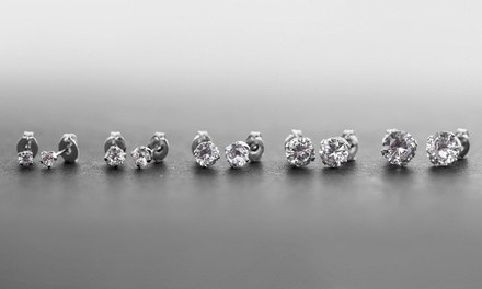 9.00 CTW Stud Earrings with Swarovski Elements Crystals in Sterling Silver (5-Pack)