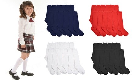 Women's and Kids Cotton Uniform Knee-High School Socks (12-Pairs)