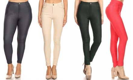 JVINI Women's High-Rise 5-Pocket Pull-On Skinny Jeggings (3-Pack). Plus Sizes Available.