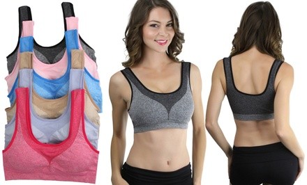 Women's Contrast Accent Padded Sports Bras (6-Pack)