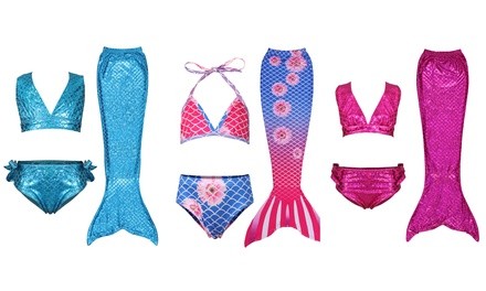 Liv and Mia Girls Mermaid Swimsuit (3-Piece Set)