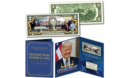 Donald Trump 45th Inauguration 2-Dollar Bill in Collectors Display