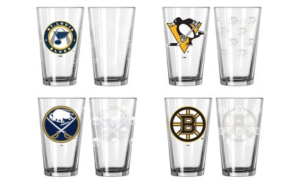 Boelter NHL 16oz. Satin Etch Pint Glass Set (2-Pack)