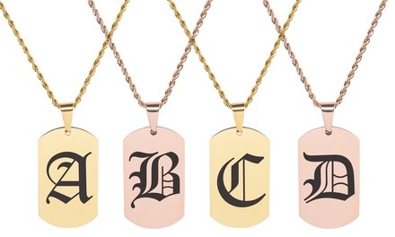 Men's Stainless Steel Initial Tag Necklace by Pink Box
