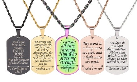 Scripture Tag Necklace in Multiple Colors by Pink Box