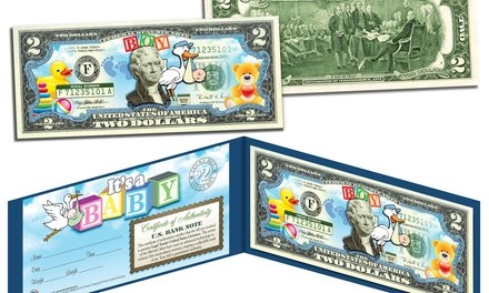 It's a Boy/Girl Baby Birth Announcement Legal Tender $2 Bill