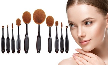 Professional Oval Makeup Brushes Set (10-Piece)