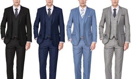 3 Piece Braveman Men's Spring Slim Fit Solid Suit